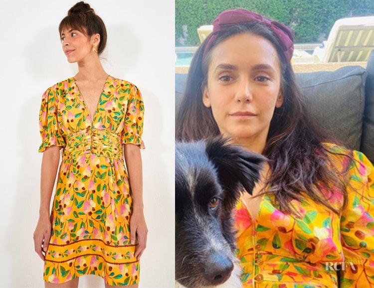 Nina Dobrev’s Farm Rio Mini Cashew Mini Dress