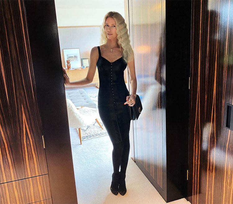 Claudia Schiffer Celebrates Her 50th Birthday in Dolce & Gabbana