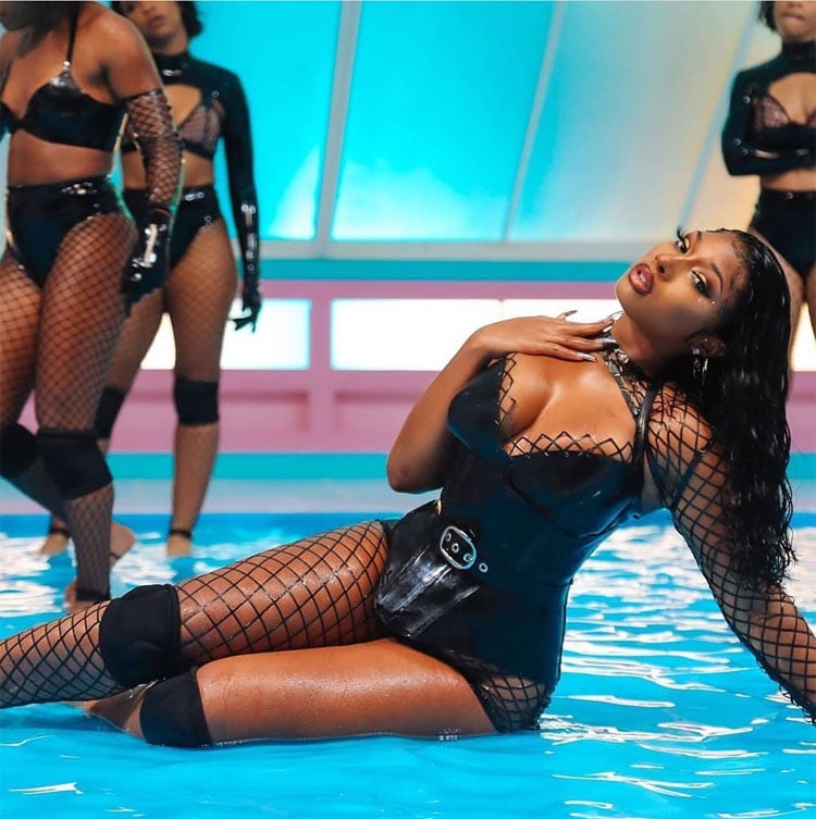 Megan Thee Stallion latex Venus Prototype bodysuits for WAP