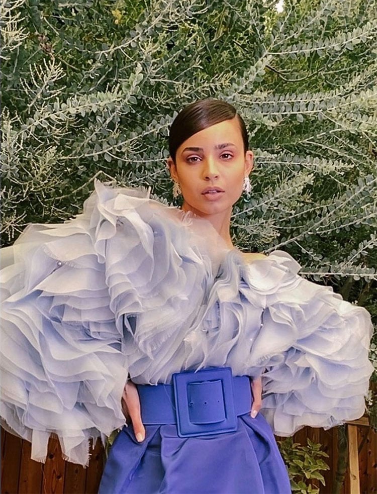 Sofia Carson Wore Carolina Herrera For The CFDA Digital FaceTime Campaign Shoot