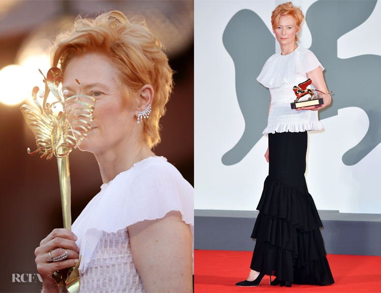 Tilda Swinton Wore Chanel Haute Couture To The 'Lacci' Venice Film Festival Premiere & Opening Ceremony