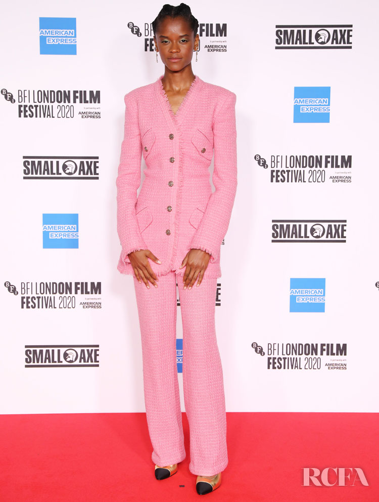 Letitia Wright Pink Chanel Suit 'Mangrove' London Film Festival Premiere