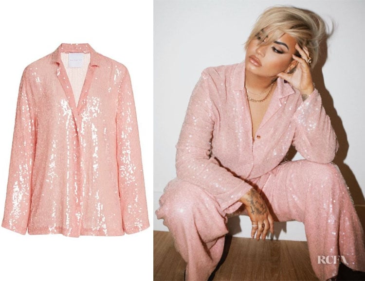 Demi Lovato’s Markarian Zephyrus Sequined Chiffon Shirt