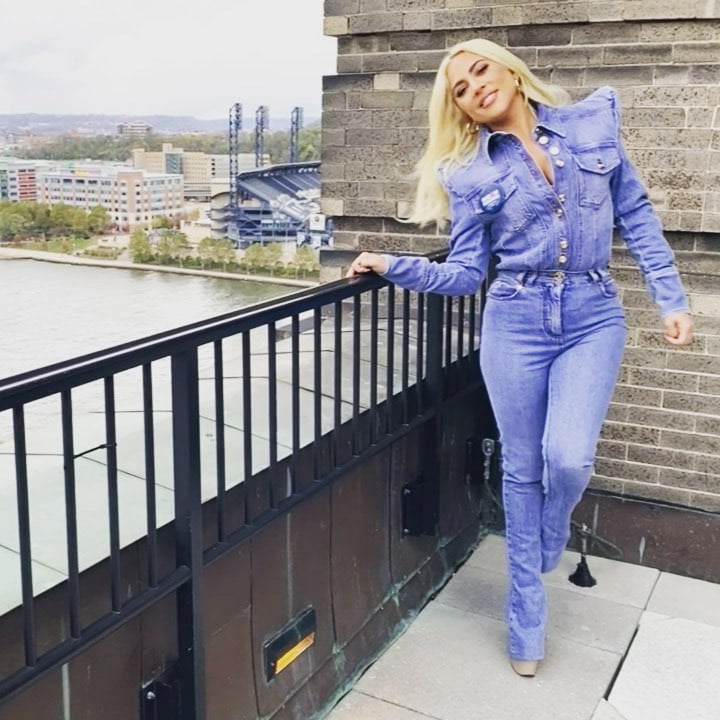 Lady Gaga Dons Double Denim Balmain In Pennsylvania