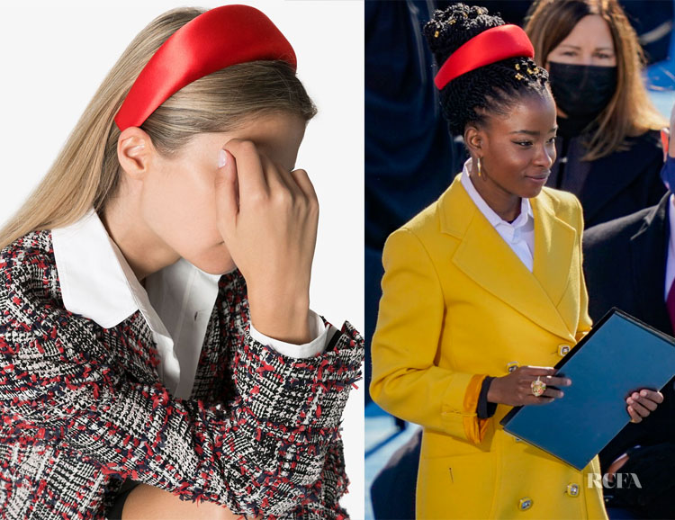 Amanda Gorman’s Red Prada Satin High-Shine Wide Headband