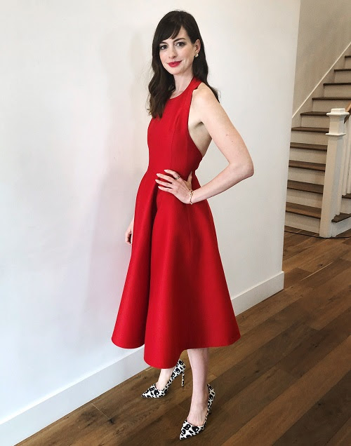 Anne Hathaway Red Dior Locked Down