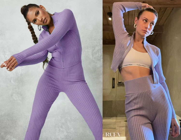 Brie Larson’s Missguided  Lilac Zip Up Knitted Top