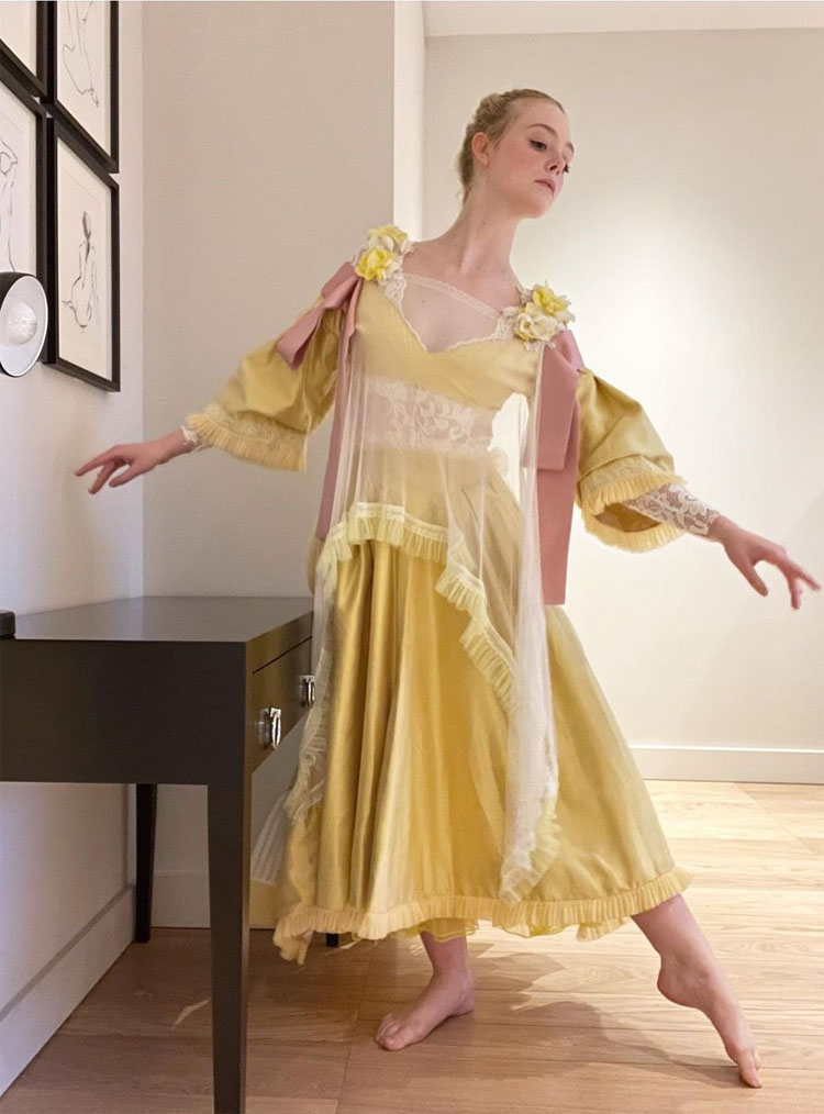 Elle Fanning's Countdown To The Globes In Bora Aksu & Chanel