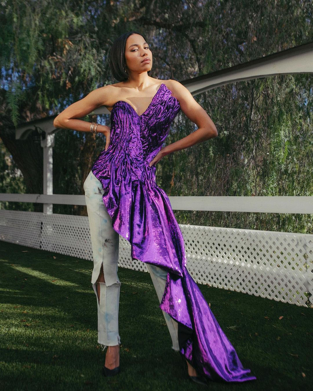 Jurnee Smollett Wore Ronald van der Kemp Haute Couture To The 2021 Producers Guild of America Awards