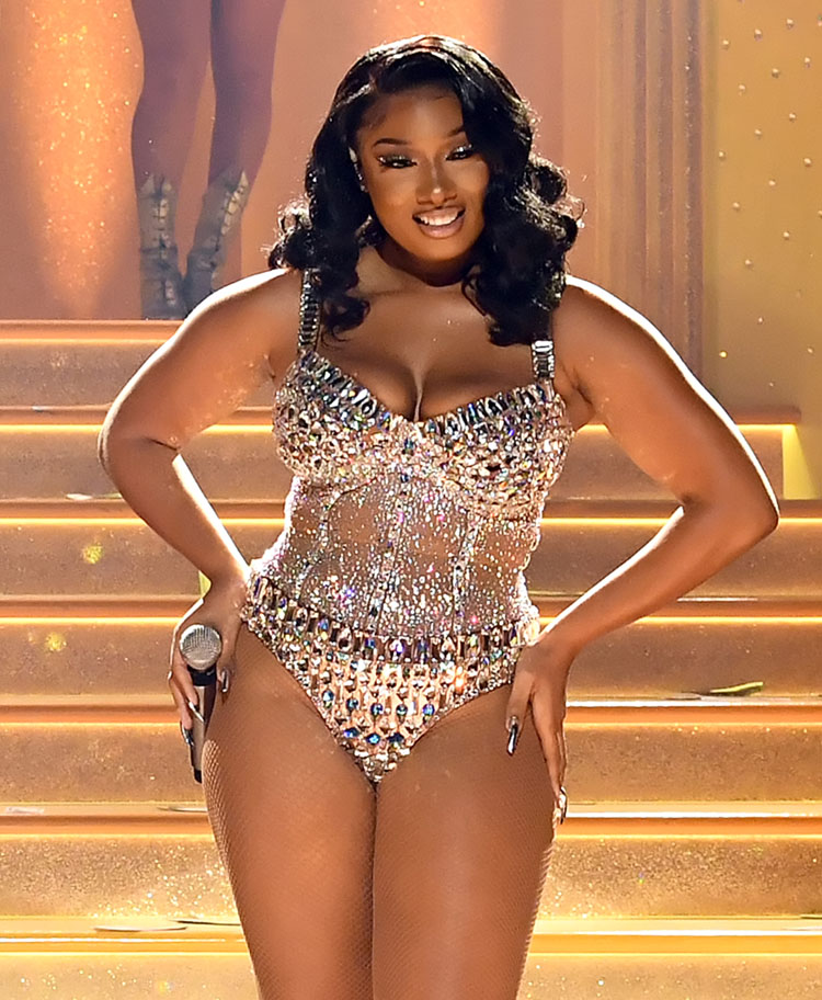 Megan Thee Stallion Wore Dolce & Gabbana & L.A. ROXX For Her 2021 Grammy Awards Performances 