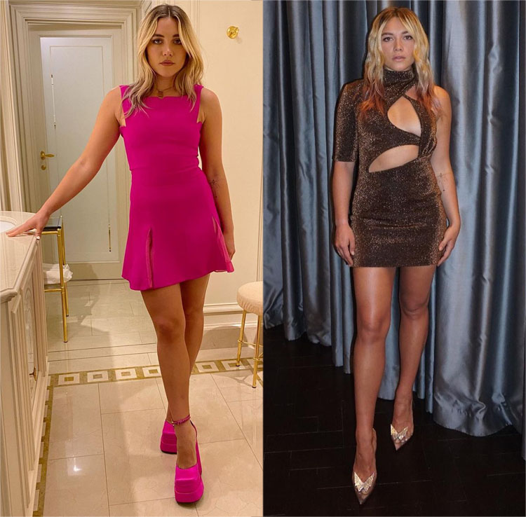 Florence Pugh Promotes 'Black Widow' In Versace & Stella McCartney