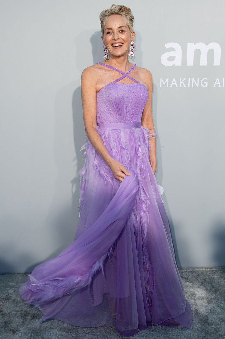 Sharon Stone Wore Dolce & Gabbana & Alberta Ferretti For The amfAR Cannes Gala