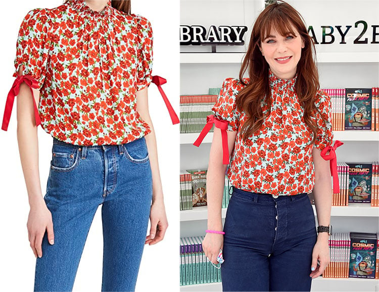 Zooey Deschanel's Alice + Olivia Irene Cropped Blouse