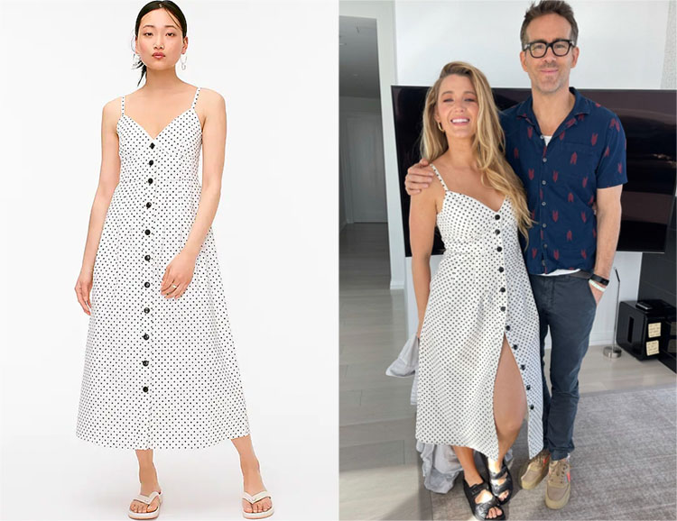 Blake Lively's J. Crew Painted Dot Button-Front Dress 