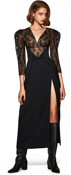 knee length dresses for ladies Dita Crochet Maxi Dress with Lacy Sleeves – Mologoko Couture