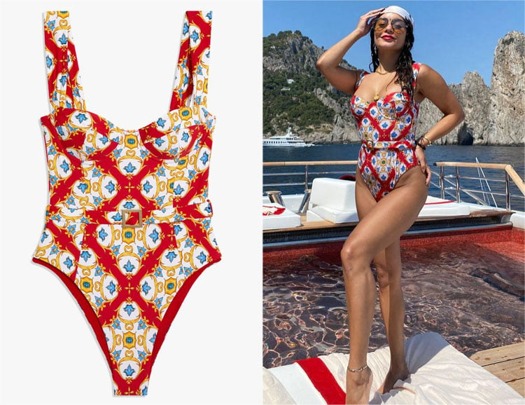 Vanessa Hudgens’ WE WORE WHAT Vintage Danielle Baroque Tile One Piece