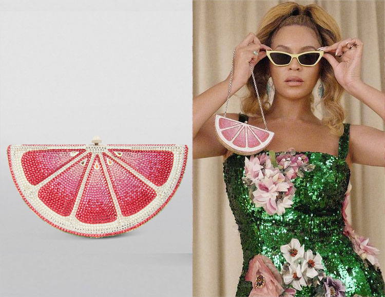 Beyonce's Judith Leiber Pink Lemon Slice Clutch Bag - Red Carpet Fashion  Awards