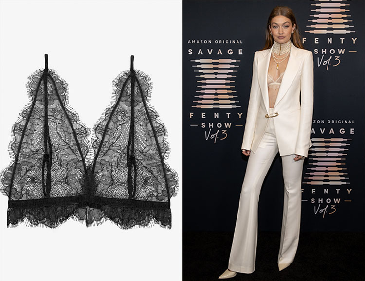 Gigi Hadid's Annie Bing Delicate Lace Bra - Red Carpet Fashion Awards