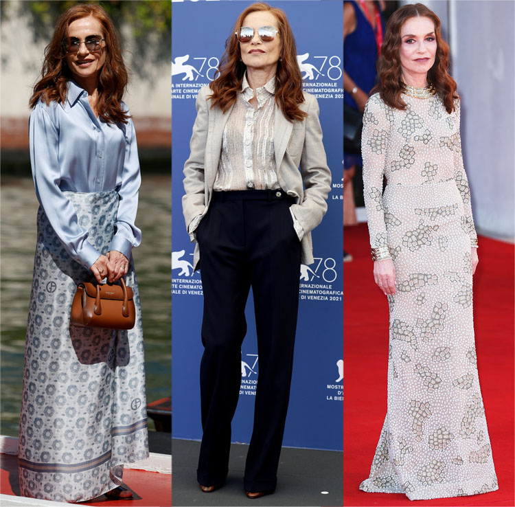 Isabelle Huppert Wore Giorgio Armani & Armani Prive On The Opening Day Of The 2021 Venice Film Festival