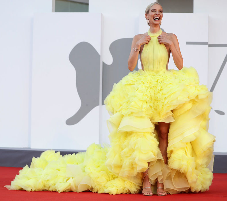 Leonie Hanne Milla yellow gown Venice Film Festival 