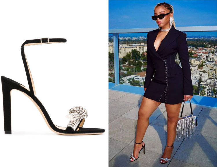 Chloe Bailey's Jimmy Choo Thyra 100mm Embellished Sandals