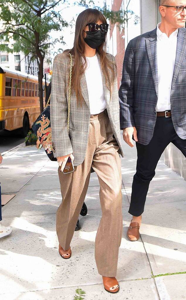 Dakota Johnson’s New York Street Style Wearing Gucci,  Magda Butrym,  RE/DONE, Saint Laurent & Rodarte