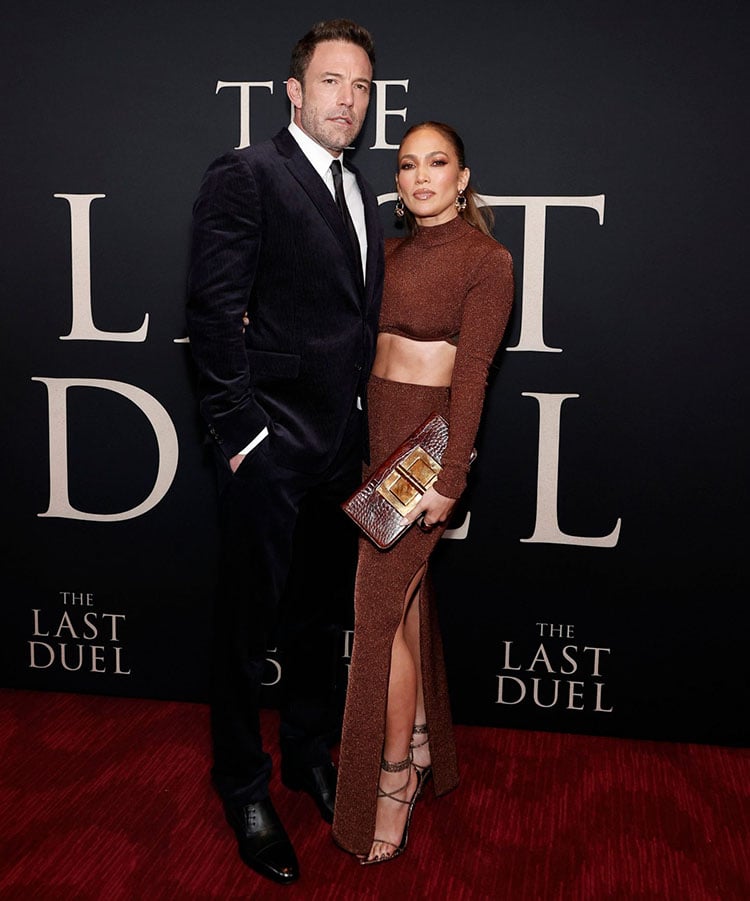 Jennifer Lopez Wore Herve Leger & Ben Affleck Wore Ralph Lauren Purple Label To ‘The Last Duel’ New York Premiere