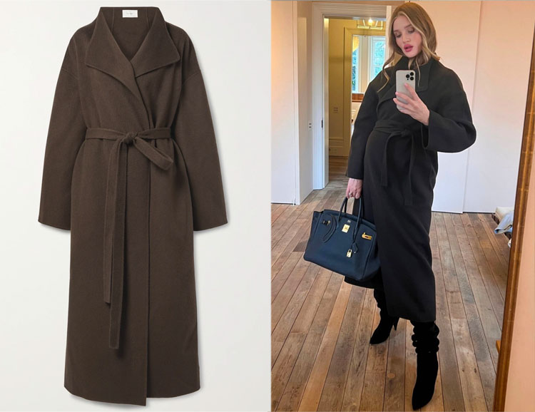 Rosie Huntington-Whiteley’s The Row Idril Oversized Belted Cashmere Coat