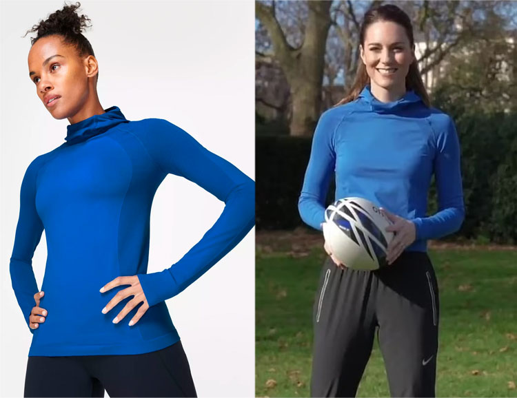 Catherine, Duchess of Cambridge's Sweaty Betty Athlete Hooded Long Sleeve Top