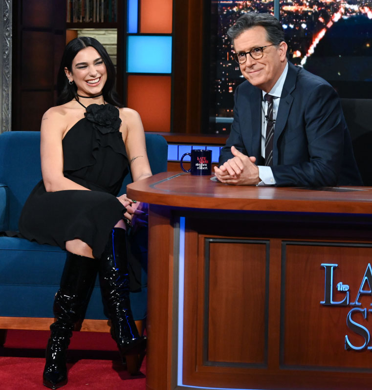 Dua Lipa Wore Blumarine On The Late Show with Stephen Colbert