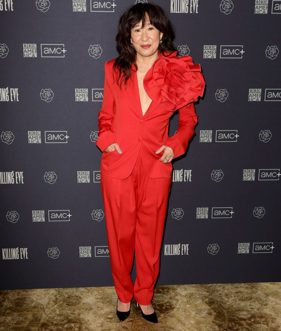 Sandra Oh Wore Magda Butrym  For The BBC’s ‘Killing Eve’ Season Four Photocall