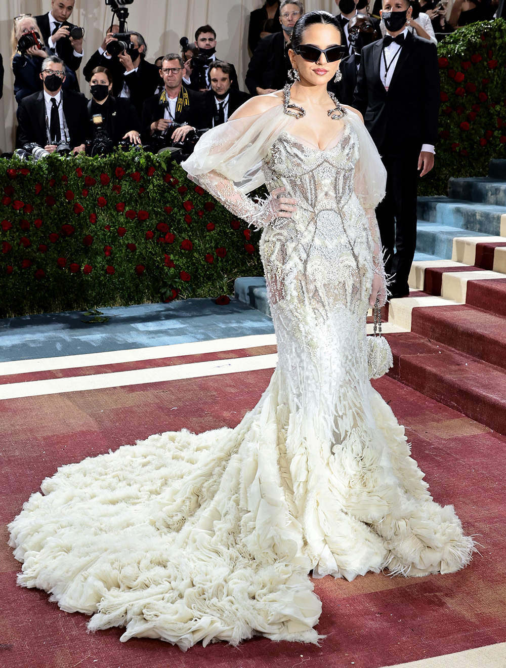 givenchy red carpet dresses Givenchy @ The 2022 Met Gala with Rosalía, Karlie Kloss & Jack Harlow