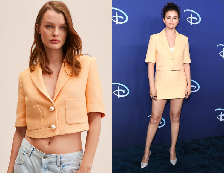 Selena Gomez’s MANGO Suit Blazer & Skirt