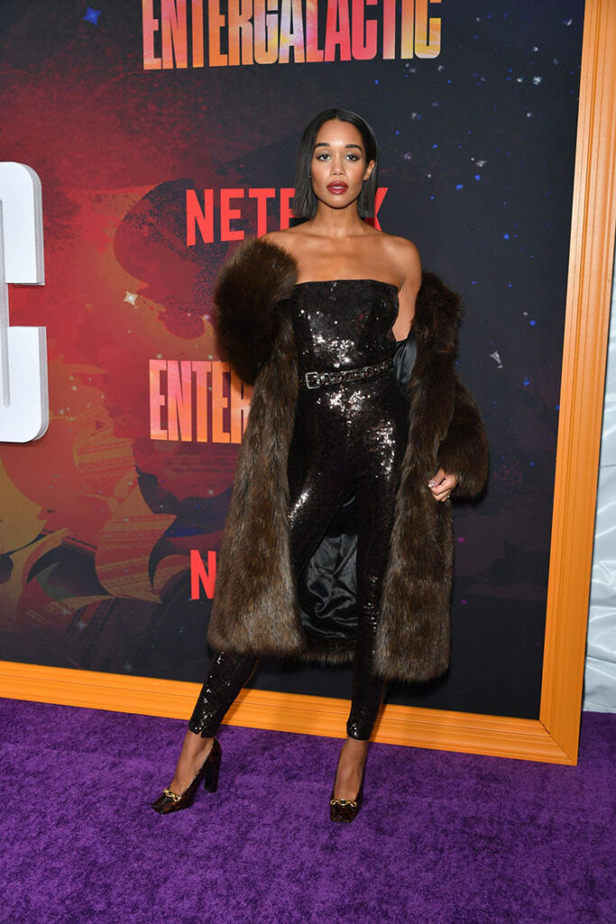 Laura Harrier Wore Saint Laurent To The 'Entergalactic' New York Premiere