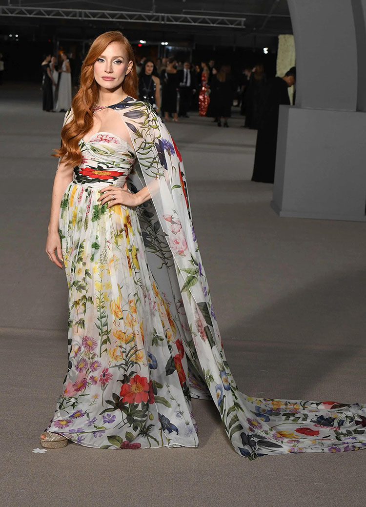 Jessica Chastain Wore Oscar de la Renta To The Academy Museum Gala