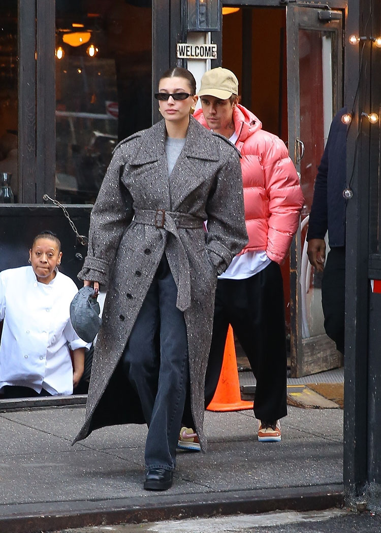 Hailey Bieber’s Snug & Stylish Saint Laurent Winter Coats