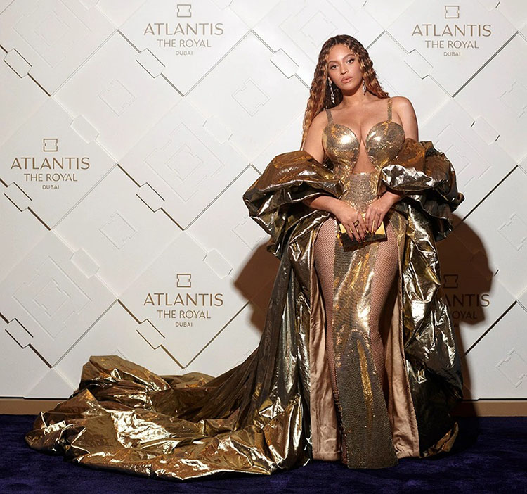 Beyoncé Wore Dolce & Gabbana, Atelier Zuhra, Nicolas Jebran & FROLOV For The Atlantis, The Royal Hotel Grand Opening