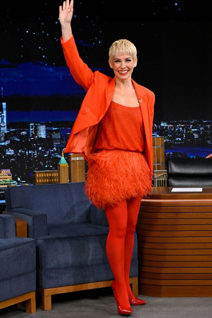 Evangeline Lilly Wore Naeem Khan On The Tonight Show Starring Jimmy Fallon