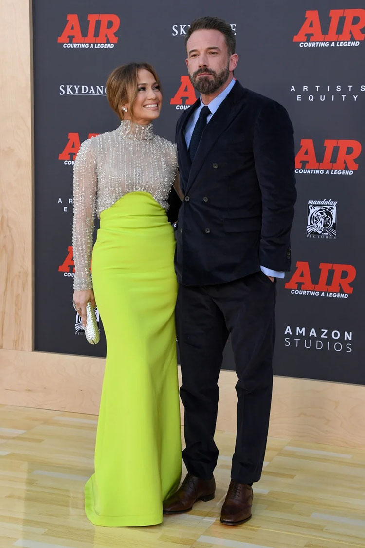 Jennifer Lopez Wore Antonio Grimaldi Couture To The 'AIR' LA Premiere