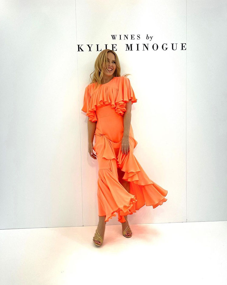 Kylie Minogue Wore Christopher Kane, Dolce & Gabbana, Pinko & David Koma Promoting Kylie Minogue Wines