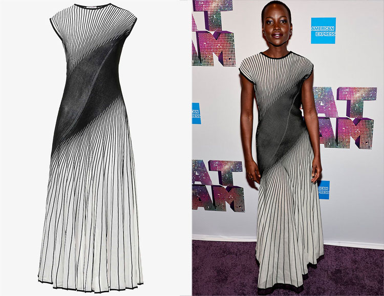 Lupita Nyong’o’s Alaïa Fluid Flared-Hem Knitted Midi Dress