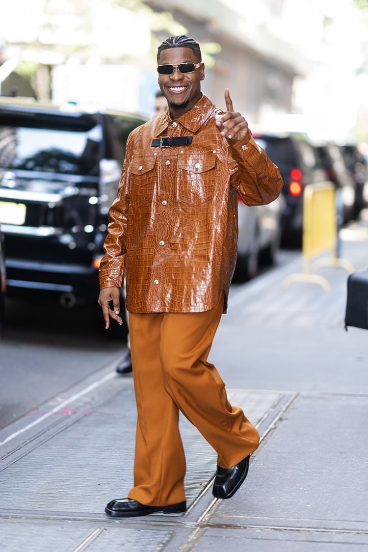 John Boyega Wore Versace Promoting 'They Cloned Tyrone'