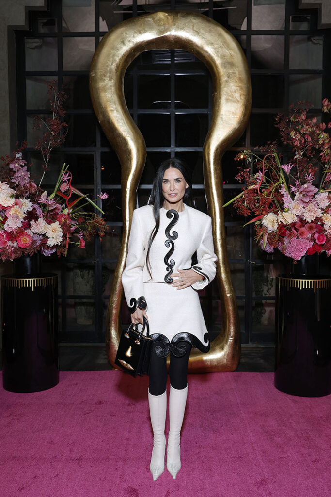 Demi Moore, wearing Schiaparelli, is seen as Neiman Marcus Welcomes Schiaparelli's Daniel Roseberry to Los Angeles