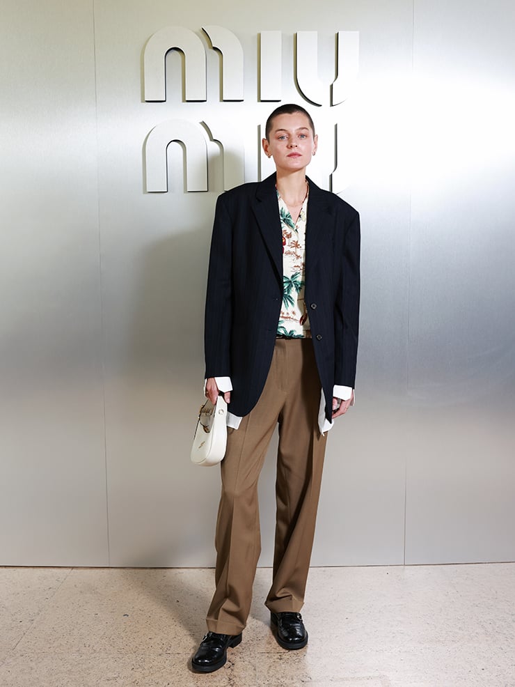 Emma Corrin attend the Miu Miu Womenswear S/S 2024 show