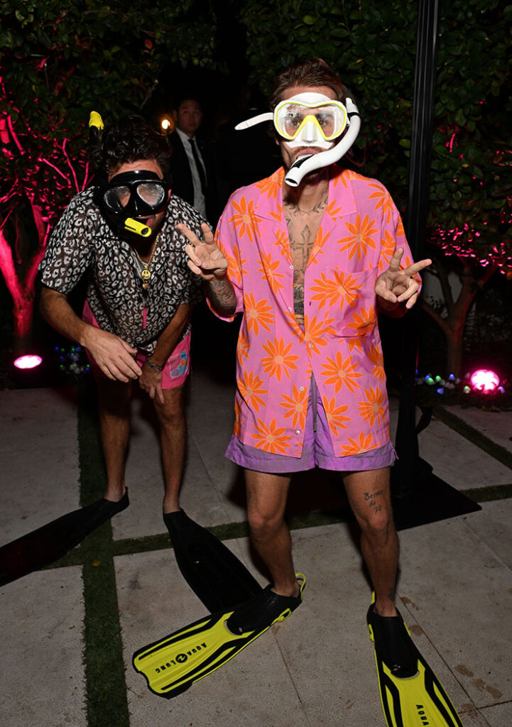 Justin Bieber (R) and guest attend the Annual Casamigos Halloween Party