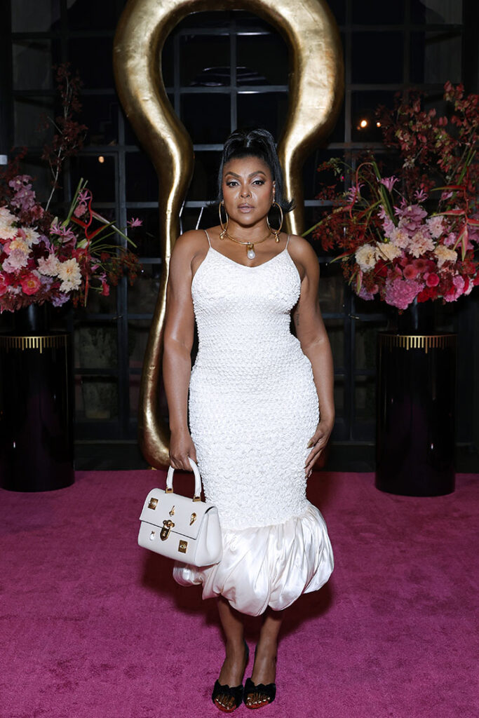 Taraji P. Henson, wearing Schiaparelli, is seen as Neiman Marcus Welcomes Schiaparelli's Daniel Roseberry to Los Angeles