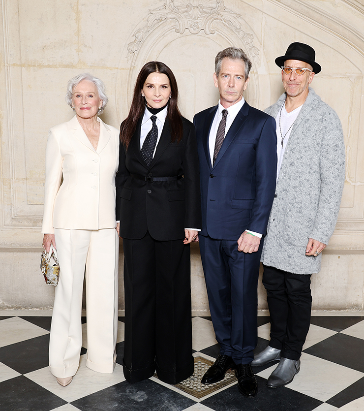 Glenn Close, Juliette Binoche, Ben Mendelsohn, and Todd A. Kessler attend the Christian Dior Haute Couture Spring/Summer 2024 show