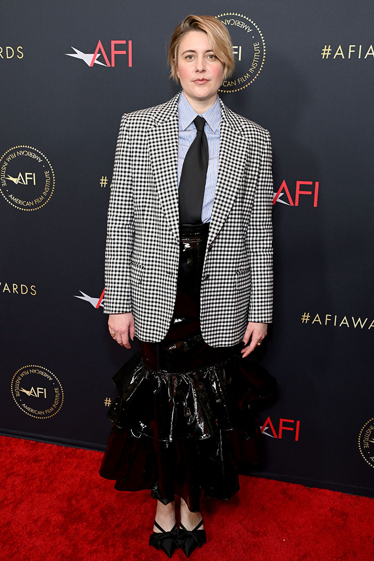 Greta Gerwig Greta-Gerwig-Wore-Moschino-To-The-2024-AFI-Awards