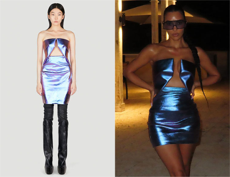 Kim Kardashian’s Rick Owens Luxor Prong Iridescent Mini Dress