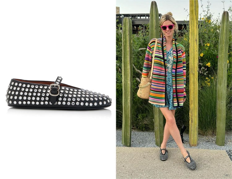 Nicky Hilton’s Alaïa Embellished Leather Ballet Flats